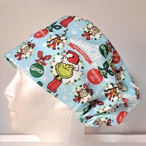 NEW Christmas GRINCH Holiday EURO Style Adjustable Surgical Scrub Cap